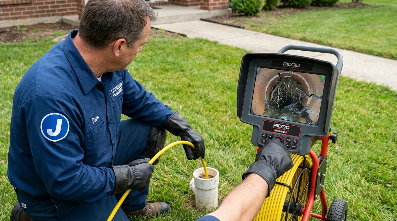 Sewer camera inspection being performed by Johns Plumbing LLC in Holly