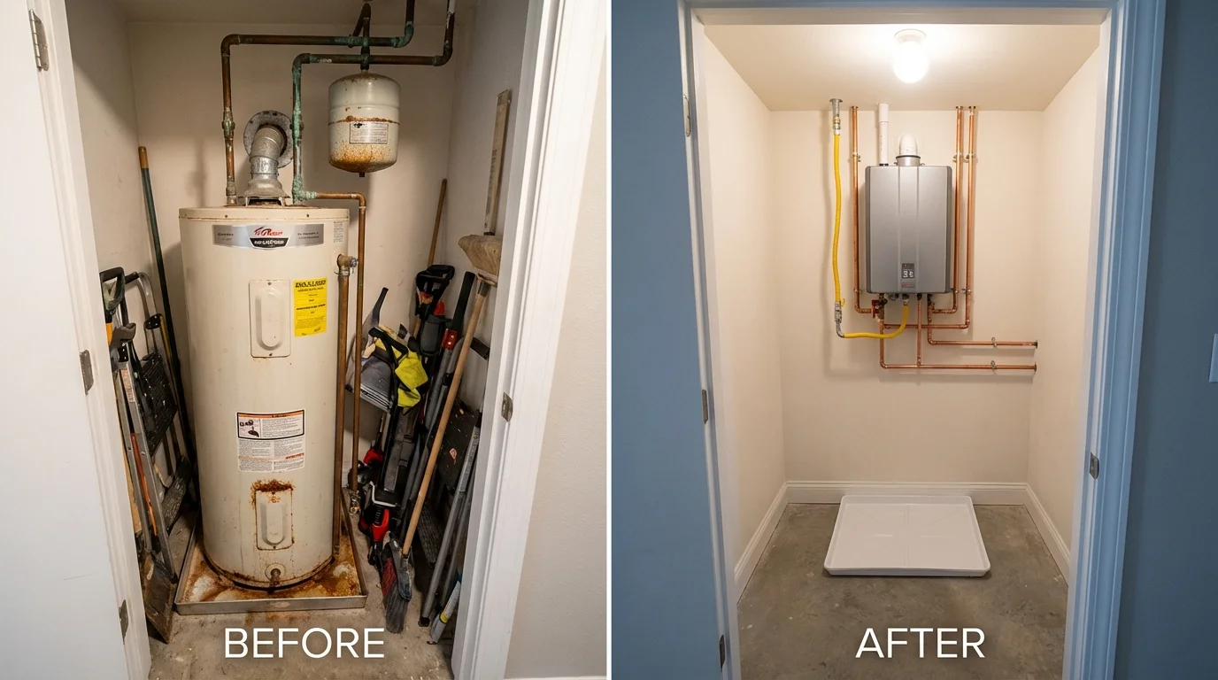 Tank water heater versus wall-mounted tankless unit comparison for Holly, MI homeowners